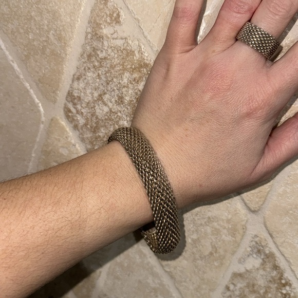 Tiffany & Co. 925 Sterling Silver Mesh Bracelet & Ring-Comes with Original Box - Picture 8 of 10